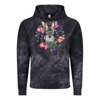 Cloud Black Easter Bunny With Floral Wreath Vintage Hoodie - RanaPortraitStore