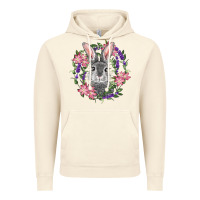 Vintage Artic Easter Bunny With Floral Wreath Vintage Hoodie - RanaPortraitStore