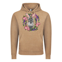 Vintage Coffee Easter Bunny With Floral Wreath Vintage Hoodie - RanaPortraitStore