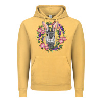 Vintage Mustard Easter Bunny With Floral Wreath Vintage Hoodie - RanaPortraitStore
