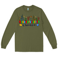 Army Green neurodiversity is beautiful Long Sleeve Tee - JahusDesignShop
