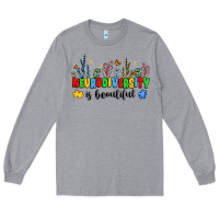 Heather Grey neurodiversity is beautiful Long Sleeve Tee - JahusDesignShop