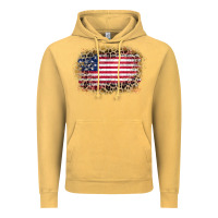 Vintage Mustard america leopard glitter flag Vintage Hoodie - Zillion Design Studio