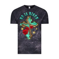 Cloud Black he is risen cross with roses Vintage Tee - BarkalooDesign