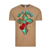 Vintage Coffee he is risen cross with roses Vintage Tee - BarkalooDesign