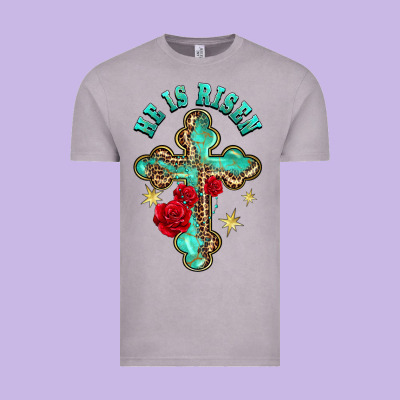 He Is Risen Cross With Roses Vintage Tee Designed By Barkaloodesign