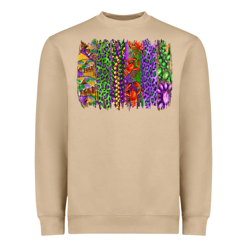 Mardi Gras Brush Strokes King Cake And Craw Fish Heavyweight Sweatshirt by RanaPortraitStore | Teevron
