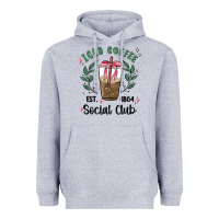 Heather Grey iced coffee social club Heavyweight Hoodie - MaliasSmallBusiness