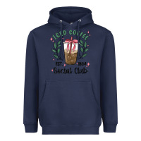 Navy iced coffee social club Heavyweight Hoodie - MaliasSmallBusiness