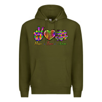 Army Green Peace Love Autism Premium Hoodie - BundleAndBundleShop
