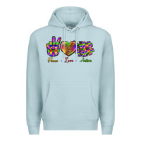 Blue Mist Peace Love Autism Premium Hoodie - BundleAndBundleShop