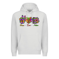 Dove Grey Peace Love Autism Premium Hoodie - BundleAndBundleShop