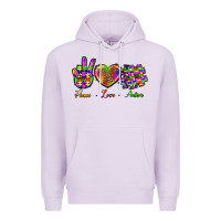 Lilac Peace Love Autism Premium Hoodie - BundleAndBundleShop