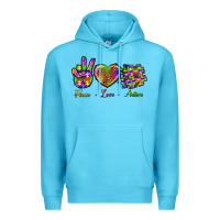Ocean Blue Peace Love Autism Premium Hoodie - BundleAndBundleShop