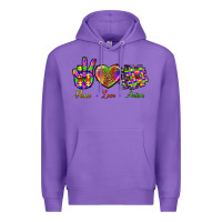 Purple Peace Love Autism Premium Hoodie - BundleAndBundleShop