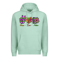 Seafoam Peace Love Autism Premium Hoodie - BundleAndBundleShop