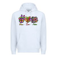 White Peace Love Autism Premium Hoodie - BundleAndBundleShop