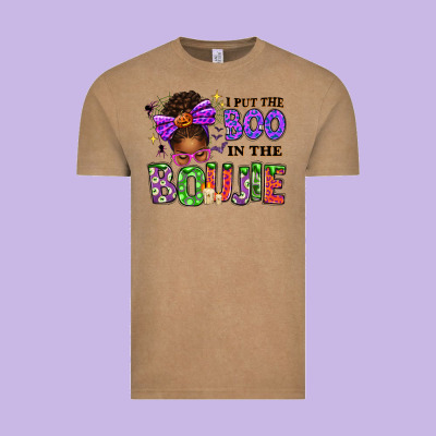 I Put The Boo In The Boujie Messy Bun Vintage Tee Designed By Texasbilliewilder
