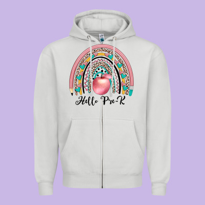 Hello Pre K Zipper Hoodie Designed By Jahusdesignshop