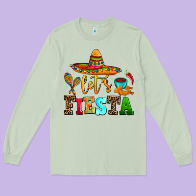 Let's Fiesta Long Sleeve Tee Designed By Adodesignshop