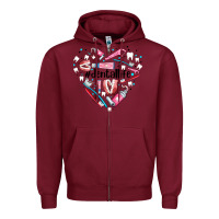 Burgundy dental life element heart Zipper Hoodie - AdoDesignShop