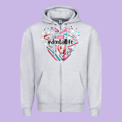 Dental Life Element Heart Zipper Hoodie Designed By Adodesignshop