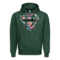 Sports Green dental life element heart Zipper Hoodie - AdoDesignShop