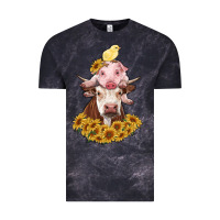 Cloud Black cow with pig and chick Vintage Tee - RanaPortraitStore