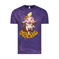 Cloud Purple cow with pig and chick Vintage Tee - RanaPortraitStore