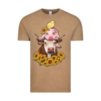 Vintage Coffee cow with pig and chick Vintage Tee - RanaPortraitStore