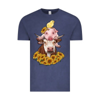 Vintage Denim cow with pig and chick Vintage Tee - RanaPortraitStore