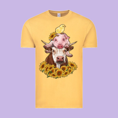 Cow With Pig And Chick Vintage Tee Designed By Ranaportraitstore