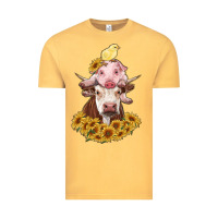 Vintage Mustard cow with pig and chick Vintage Tee - RanaPortraitStore