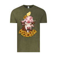Vintage Olive cow with pig and chick Vintage Tee - RanaPortraitStore