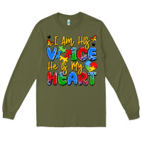 Army Green i am his voice he is my heart Long Sleeve Tee - JahusDesignShop