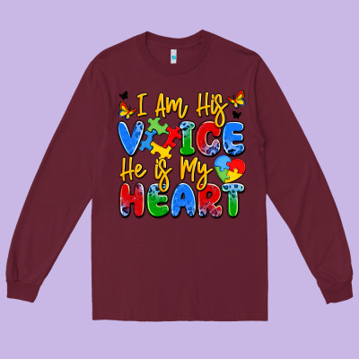 I Am His Voice He Is My Heart Long Sleeve Tee Designed By Jahusdesignshop