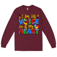 Burgundy i am his voice he is my heart Long Sleeve Tee - JahusDesignShop