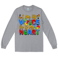 Heather Grey i am his voice he is my heart Long Sleeve Tee - JahusDesignShop