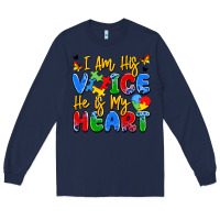 Navy i am his voice he is my heart Long Sleeve Tee - JahusDesignShop