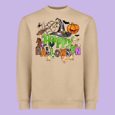 Happy Halloween Farm Animals Heavyweight Sweatshirt Designed By Zillion Design Studio