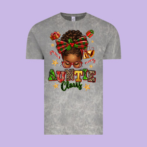 Auntie Claus Afro Messy Bun Vintage Tee Designed By Texasbilliewilder