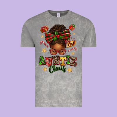 Auntie Claus Afro Messy Bun Vintage Tee Designed By Texasbilliewilder