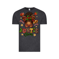Vintage Black Auntie Claus Afro Messy Bun Vintage Tee - texasbilliewilder