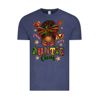 Vintage Denim Auntie Claus Afro Messy Bun Vintage Tee - texasbilliewilder