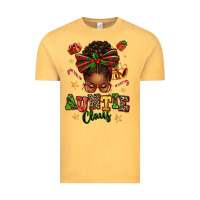 Vintage Mustard Auntie Claus Afro Messy Bun Vintage Tee - texasbilliewilder