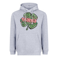 Heather Grey leopard shamrock mama Heavyweight Hoodie - MaliasSmallBusiness