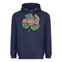 Navy leopard shamrock mama Heavyweight Hoodie - MaliasSmallBusiness