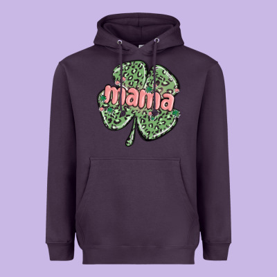 Leopard Shamrock Mama Heavyweight Hoodie Designed By Maliassmallbusiness