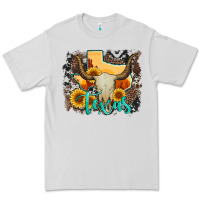 Dove Grey western texas  and cowhide with sunflower Premium Tee - Artiststas