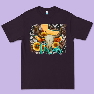 Western Texas  And Cowhide With Sunflower Premium Tee Designed By Artiststas